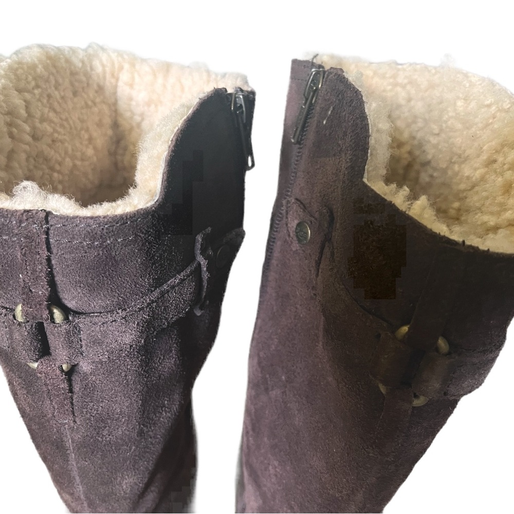 UGG 1917 Brown Suede Shearling Lined Boots Size 8.5 - Picture 4 of 6